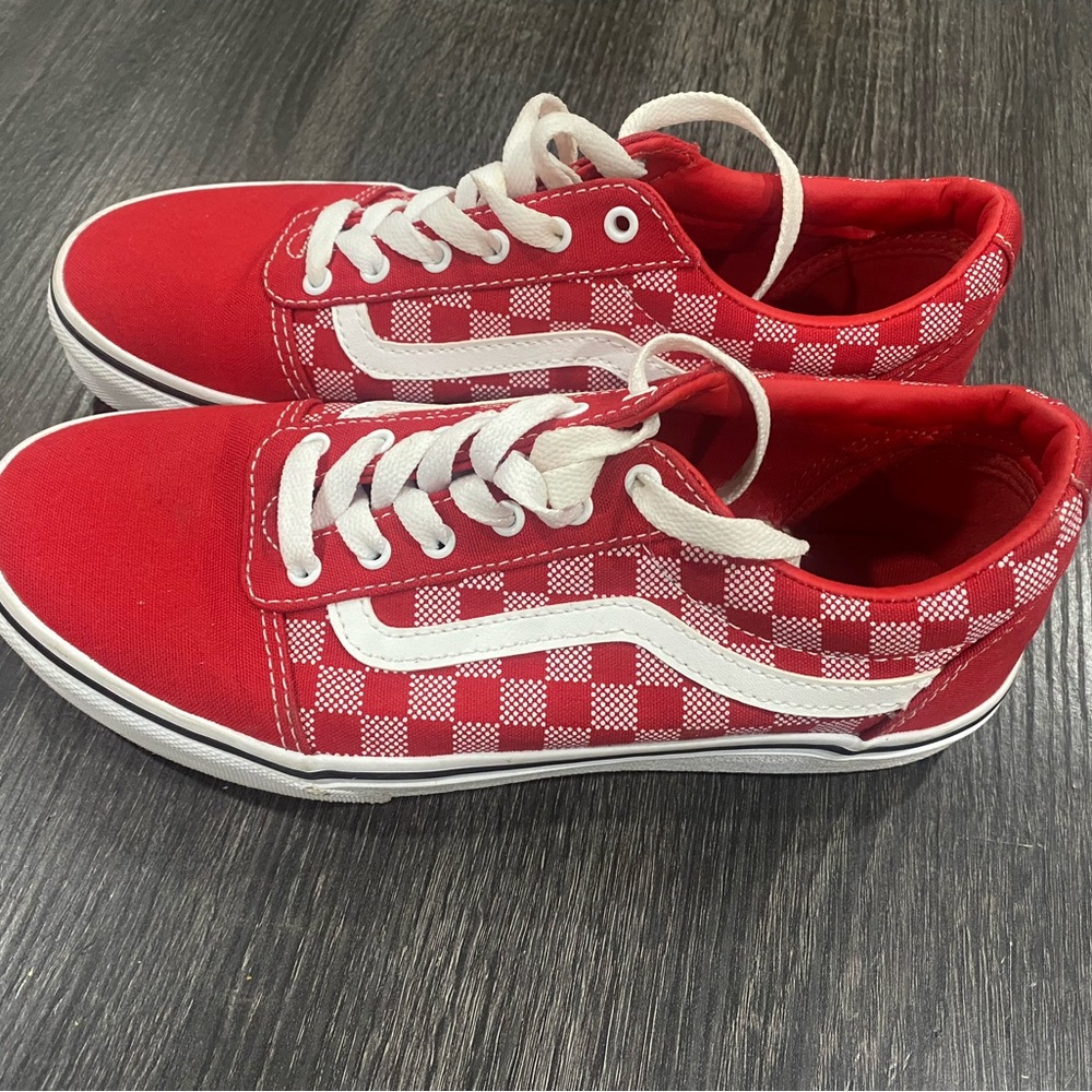 Red and White Checkered Vans Sneakers